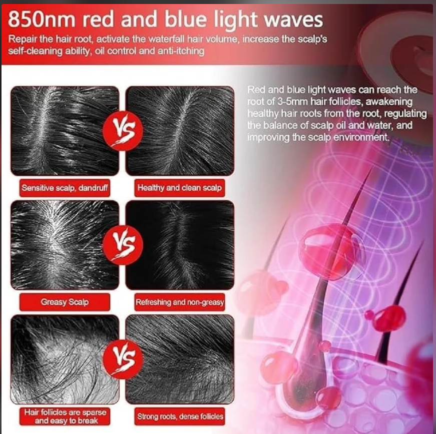 Oil Applicator Scalp Massager Brush Red Light Therapy