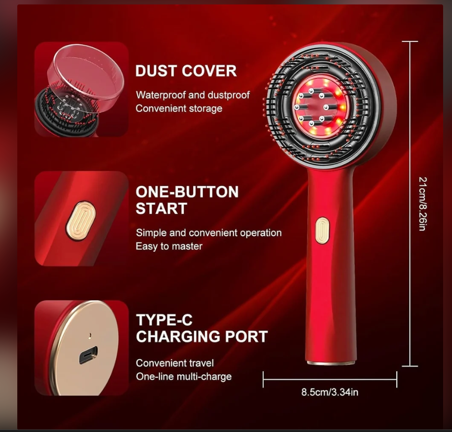 Oil Applicator Scalp Massager Brush Red Light Therapy